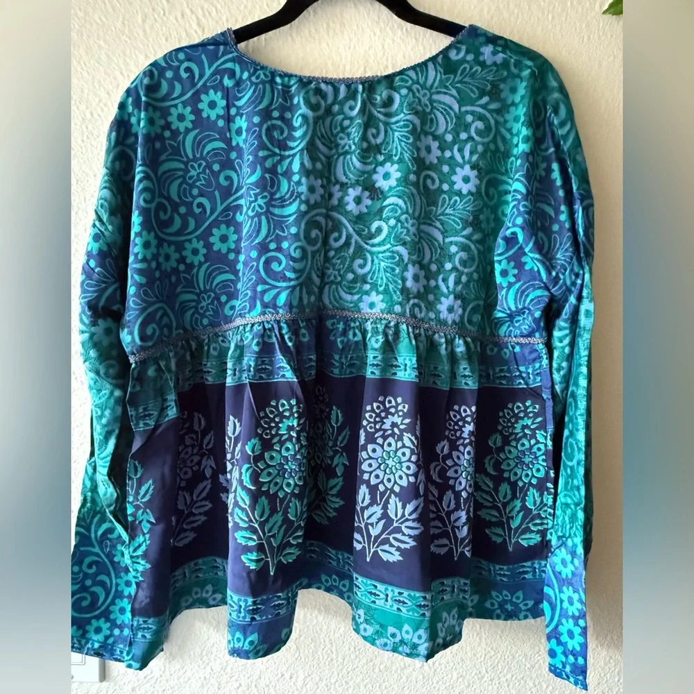 Karma Highway Floral Teal & Blue Women's Top - Size OS - Picture 2 of 10
